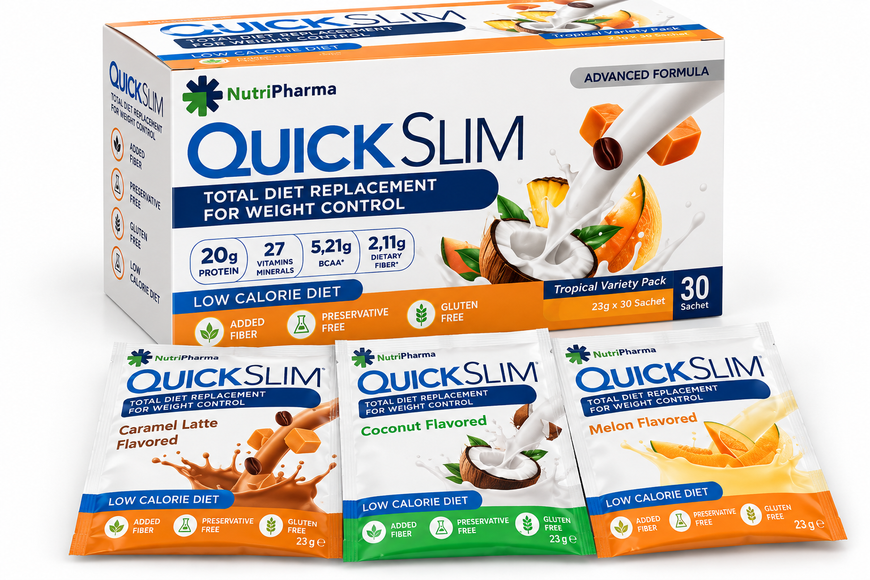 Протеиновый коктейль для сбалансированного питания Quick Slim &laquo;Микс экзотических вкусов&raquo;, 30 саше по 23 г 204707 фото