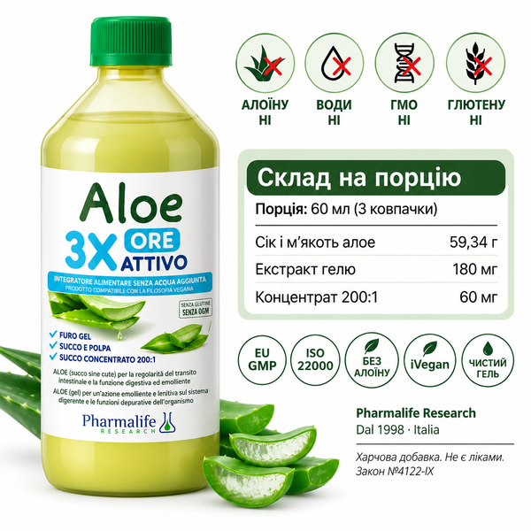 Пищевая добавка для улучшения пищеварения Активный гель Алоэ 3х Pharmalife, 500 мл, Италия 468954 фото